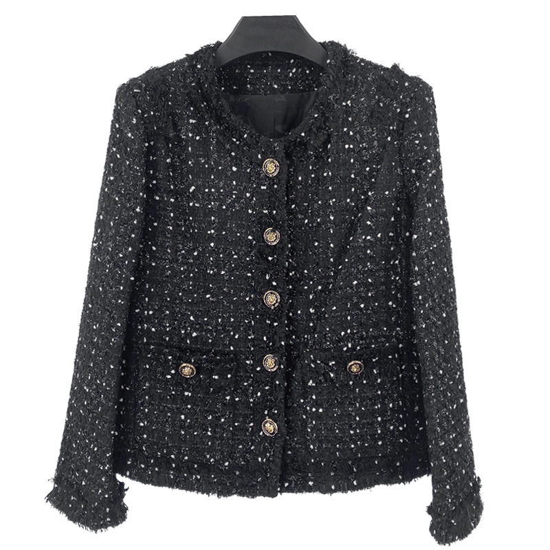 2022 Autumn Black Contrast Color Contrast Trim Wool Tweed Jacket Long Sleeve Round Neck Pockets Single-Breasted Jackets Coat Short Outwear A2N086358
2022 Autumn Black Contrast Color Contrast Trim Wool Tweed Jacket Long Sleeve Round Neck Pockets Single-Breasted Jackets Coat Short Outwear A2N086358