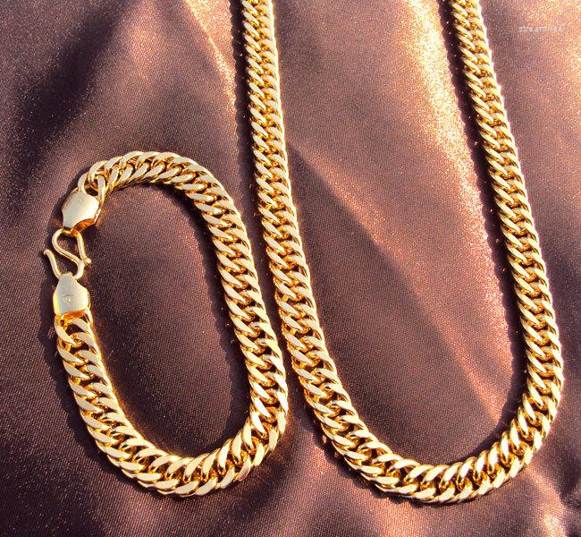 Necklace Earrings Set Noble 24k Yellow Solid Gold GF 23.6INCH Chain Bracelet 8.26INCH Concentrated Sets, Picture shown
Necklace Earrings Set Noble 24k Yellow Solid Gold GF 23.6INCH Chain Bracelet 8.26INCH Concentrated Sets, Picture shown