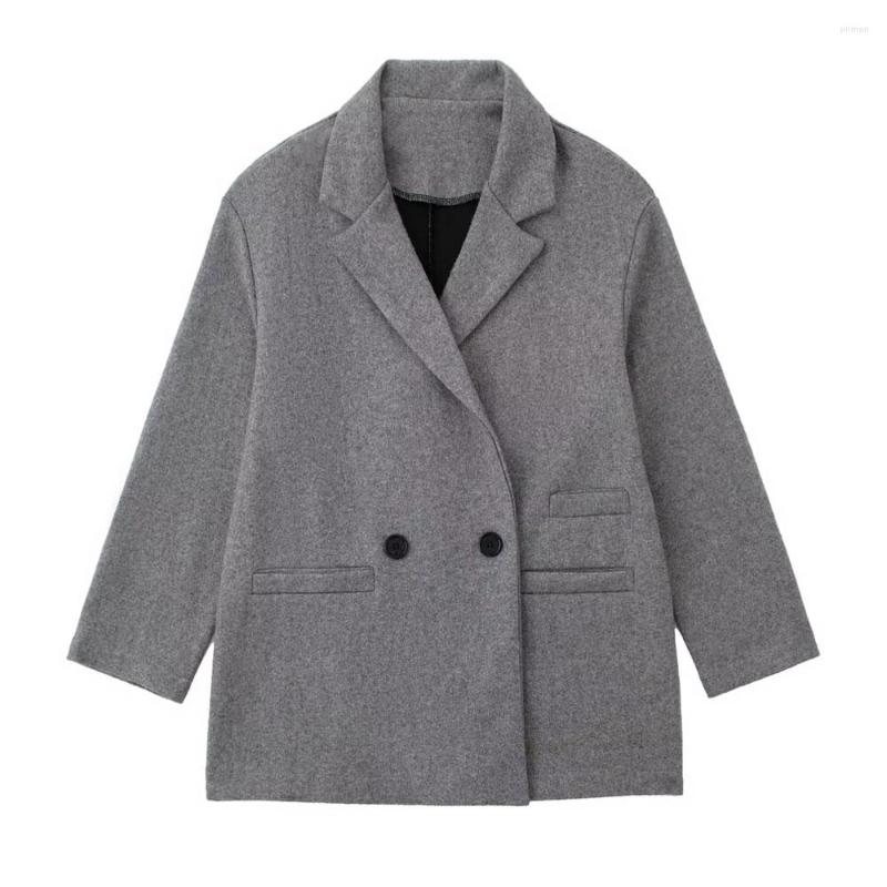 Women's Suits Woolen Blazer Coat For Women Fashion Double Breasted Jacket Autumn Winter Vintage Long Sleeve Welt Pockets Female Outerwear, Black 
Women's Suits Woolen Blazer Coat For Women Fashion Double Breasted Jacket Autumn Winter Vintage Long Sleeve Welt Pockets Female Outerwear, Black