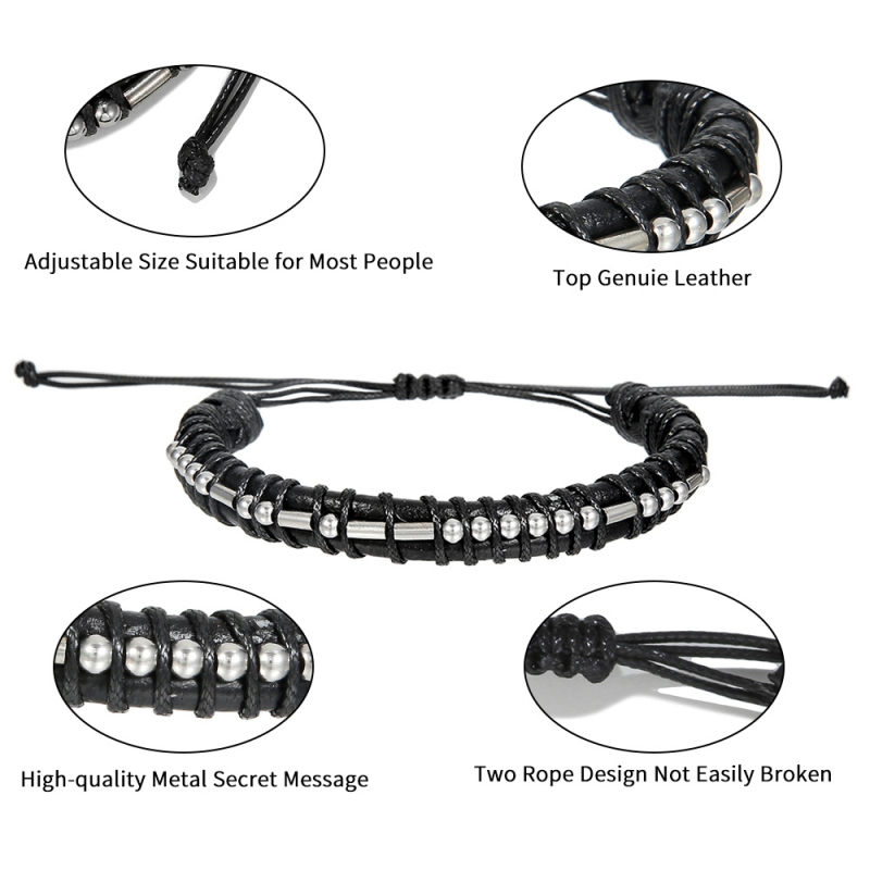 Never Give Up Morse Code Charm Bracelets Braided Couple Bracelet for Lovers Gift
