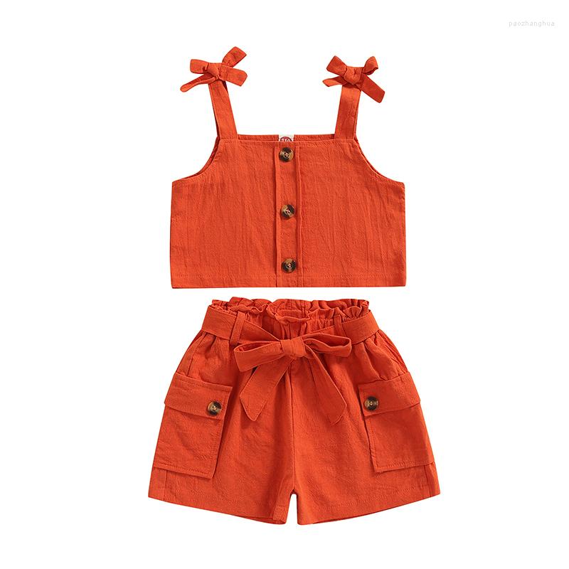 Clothing Sets Kids Girls Casual Suit Solid Color Sleeveless Sling Tops High Waist Pockets Loose Shorts With Belt, Picture shown
Clothing Sets Kids Girls Casual Suit Solid Color Sleeveless Sling Tops High Waist Pockets Loose Shorts With Belt, Picture shown