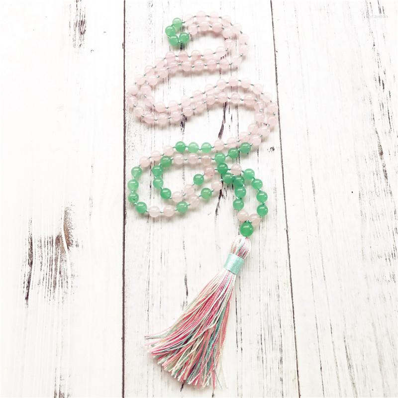 Pendant Necklaces 108 Mala Beads Necklace Hand Kontted Tassel Buddhist Prayer Meditation RoseQuartz & Green Aventurine
Pendant Necklaces 108 Mala Beads Necklace Hand Kontted Tassel Buddhist Prayer Meditation RoseQuartz & Green Aventurine