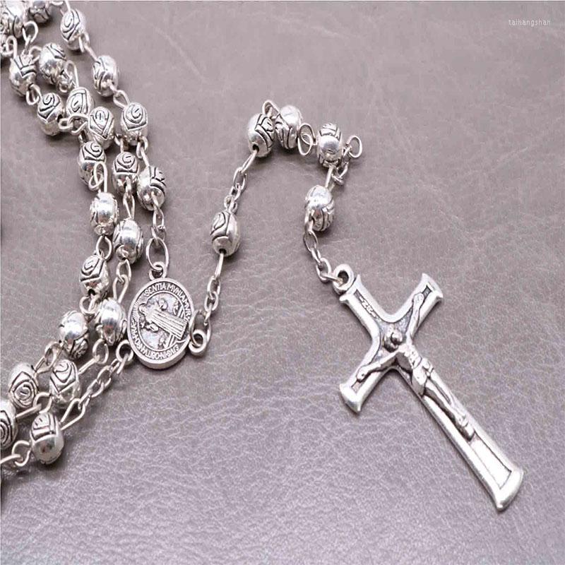 Pendant Necklaces 6mm Zinc Alloy Rose Rosary Cross Necklace Religious Jewelry Men And Women Catholic Prayer Gift.2pc
Pendant Necklaces 6mm Zinc Alloy Rose Rosary Cross Necklace Religious Jewelry Men And Women Catholic Prayer Gift.2pc
