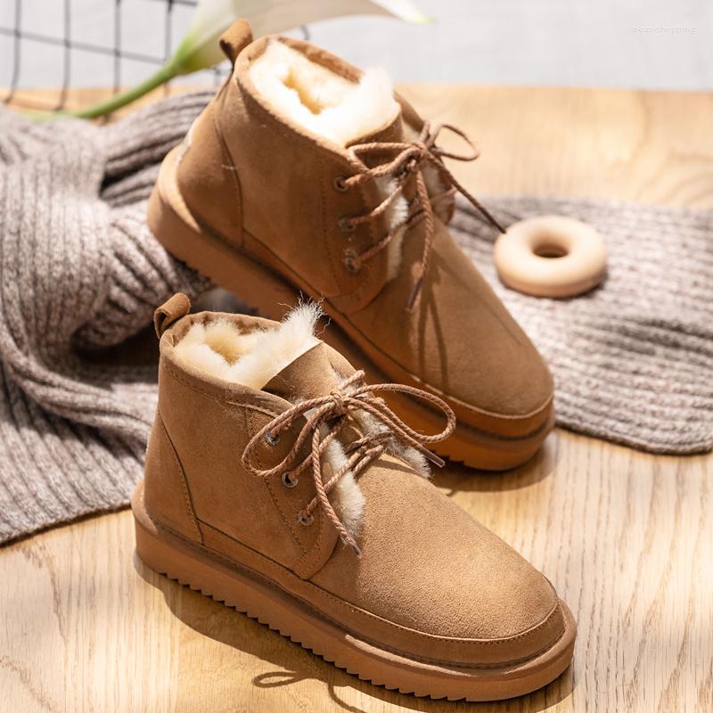 Boots 2022 Genuine Cowhide Leather Snow Women's Wool Suede Sheepskin Flat-bottom Lace Non-slip Warm Winter Large Size, Gray
Boots 2022 Genuine Cowhide Leather Snow Women's Wool Suede Sheepskin Flat-bottom Lace Non-slip Warm Winter Large Size, Gray
