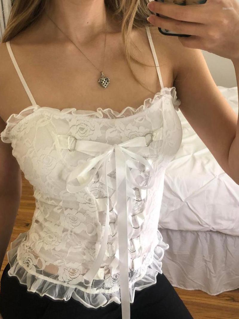 Women' Tanks Lace Bow Cute 90s Trendy Women Camisole Spaghetti Straps Flower Lacing Slim Fit Summer Tops For Party Club, White
Women' Tanks Lace Bow Cute 90s Trendy Women Camisole Spaghetti Straps Flower Lacing Slim Fit Summer Tops For Party Club, White