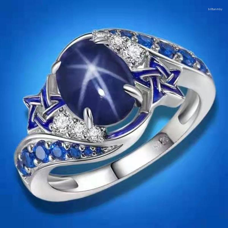 Wedding Rings Creative Cute Silver Plated Blue Oil Drop Star For Women Shine CZ Stone Inlay Fashion Jewelry Party Gift Ring
Wedding Rings Creative Cute Silver Plated Blue Oil Drop Star For Women Shine CZ Stone Inlay Fashion Jewelry Party Gift Ring