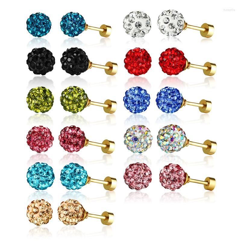Stud Earrings DOYUBO Sweet Style Women's 8MM Clay Round Ball With Colorful Crystal Stone Lady Golden Stainless Steel DB152
Stud Earrings DOYUBO Sweet Style Women's 8MM Clay Round Ball With Colorful Crystal Stone Lady Golden Stainless Steel DB152