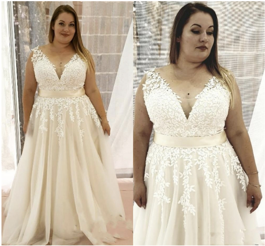 Plus Size Wedding Dress Custom Made V-Neck Sleeveless A-Line Bridal Gowns Lace Appliques Gorgeous For Large Size Brides Tank, Light yellow
Plus Size Wedding Dress Custom Made V-Neck Sleeveless A-Line Bridal Gowns Lace Appliques Gorgeous For Large Size Brides Tank, Light yellow