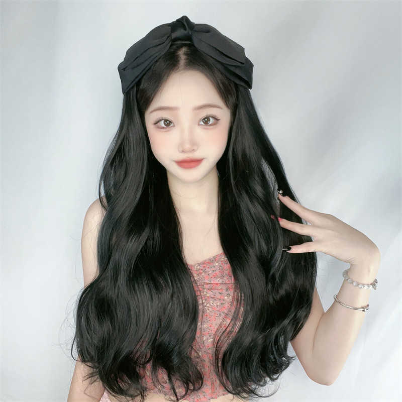 Women's Hair Wigs Lace Synthetic Piece Female Long Hair Bow Knot U-shaped Imitation Hairband Wig Big Wave Half Cap Sufficient, Black
Women's Hair Wigs Lace Synthetic Piece Female Long Hair Bow Knot U-shaped Imitation Hairband Wig Big Wave Half Cap Sufficient, Black
