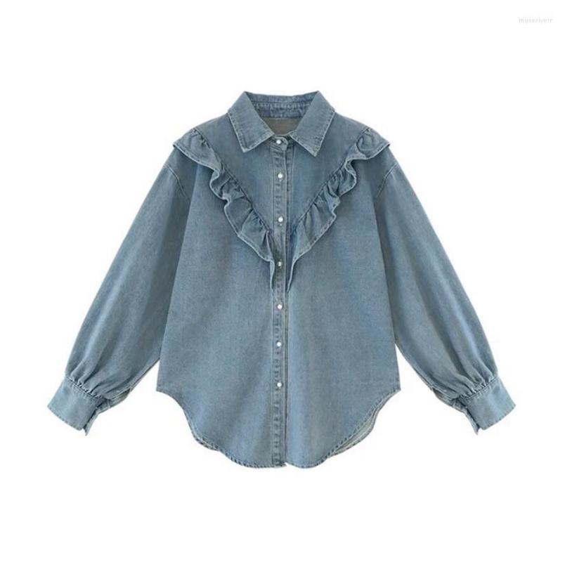 Women's Blouses Ruffles Denim And Tops Women Spring Autumn Turn Down Collar Long Sleeve Female Shirt Loose Women's S829, Light blue
Women's Blouses Ruffles Denim And Tops Women Spring Autumn Turn Down Collar Long Sleeve Female Shirt Loose Women's S829, Light blue