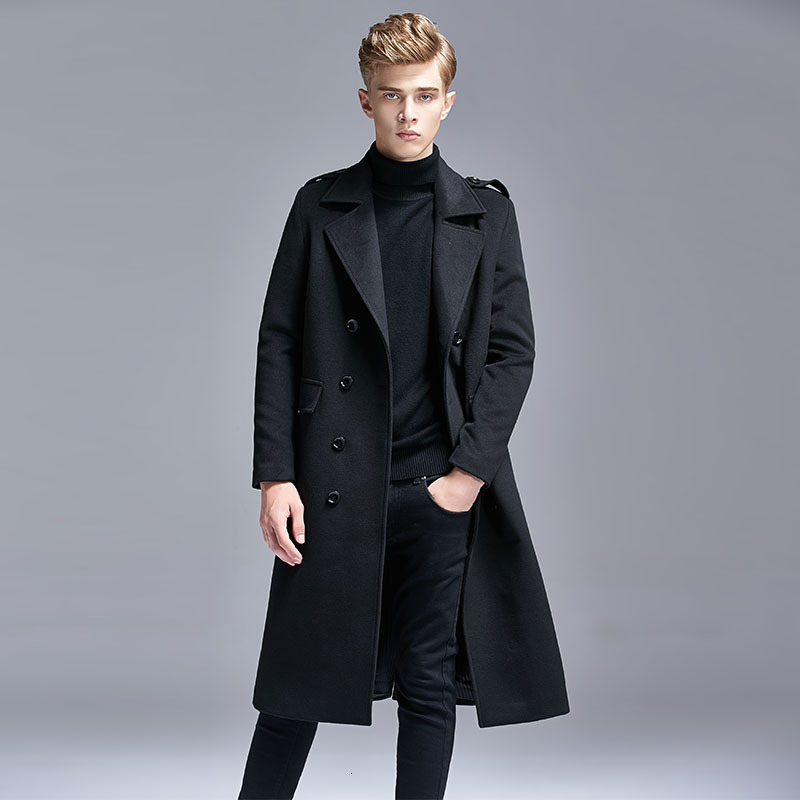 Men' Jackets Autumn Winter Trench Coat Men Knee Length British Slim Double Breasted Europe Trend Casual Business Daily Woolen Wind Coat 221014, Black
Men' Jackets Autumn Winter Trench Coat Men Knee Length British Slim Double Breasted Europe Trend Casual Business Daily Woolen Wind Coat 221014, Black