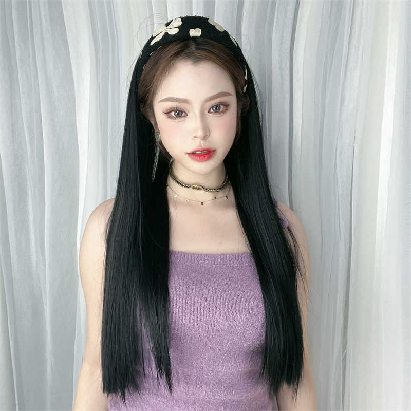 Women's Hair Wigs Lace Synthetic Women's Black Long Straight Hoop Imitation Hair Silk Half Head Wig Piece
Women's Hair Wigs Lace Synthetic Women's Black Long Straight Hoop Imitation Hair Silk Half Head Wig Piece