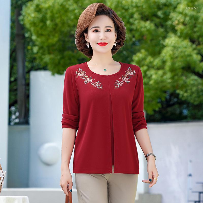 Women's T Shirts Fake Two Pieces Women's Knitting T-Shirt Spring Autumn Embroidery Floral Tee Tops Casual Pullover Mother Clothes, Blue
Women's T Shirts Fake Two Pieces Women's Knitting T-Shirt Spring Autumn Embroidery Floral Tee Tops Casual Pullover Mother Clothes, Blue