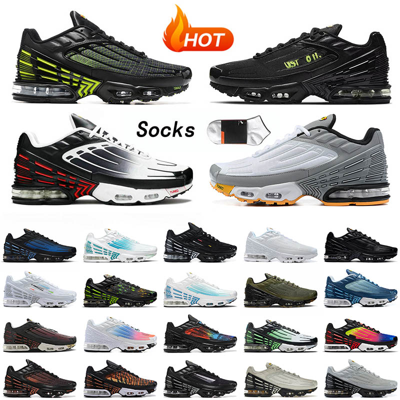 2022 Fashion TN Plus 3 Tuned Running Shoes AirWomen Men Grey Navy Triple White Crimson Red Green Aqua OG Black Laser Blue Obsidian Max Mens Trainers Jogging Sneakers, B30 multi white 39-46