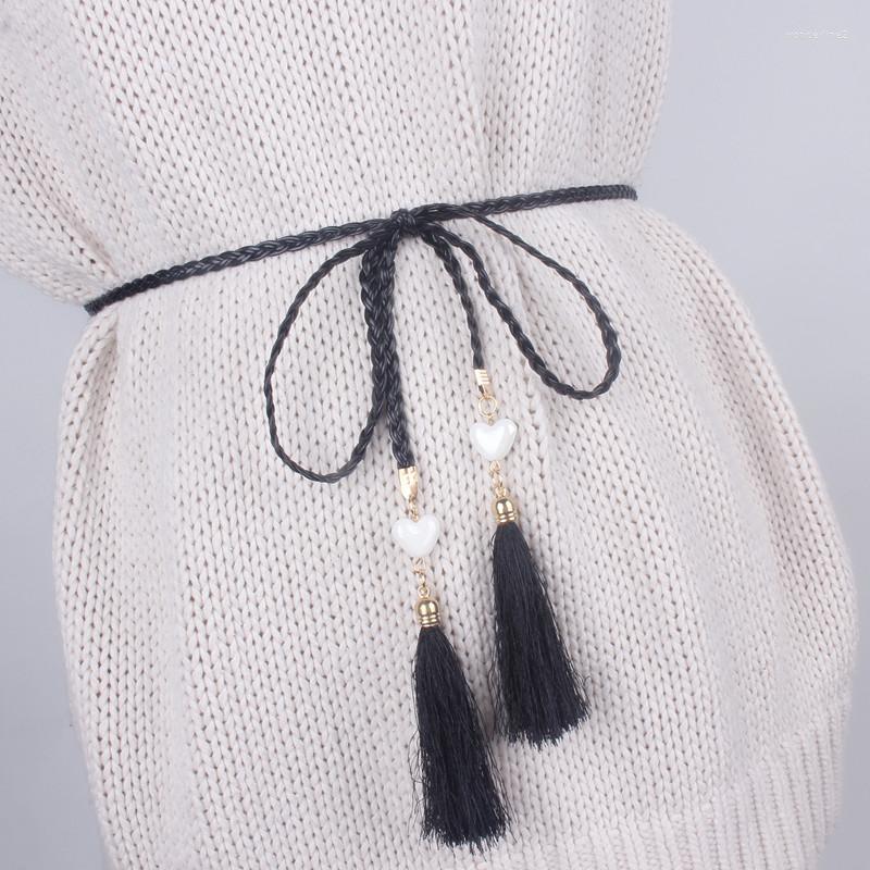 Belts Heart-shaped Knotted Woven Braided For Women Fine Belt Tassel Waist Rope Decorative Dress Ladies Accessories, Black
Belts Heart-shaped Knotted Woven Braided For Women Fine Belt Tassel Waist Rope Decorative Dress Ladies Accessories, Black