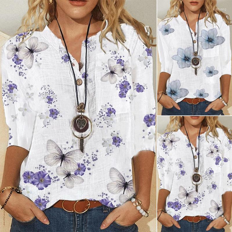 Men' T Shirts Summer Women Tops Blouses Elegant Three Quarter Sleeve Print V-Neck Blouse Blusa Casual Loose Plus Size, Y190-5
Men' T Shirts Summer Women Tops Blouses Elegant Three Quarter Sleeve Print V-Neck Blouse Blusa Casual Loose Plus Size, Y190-5