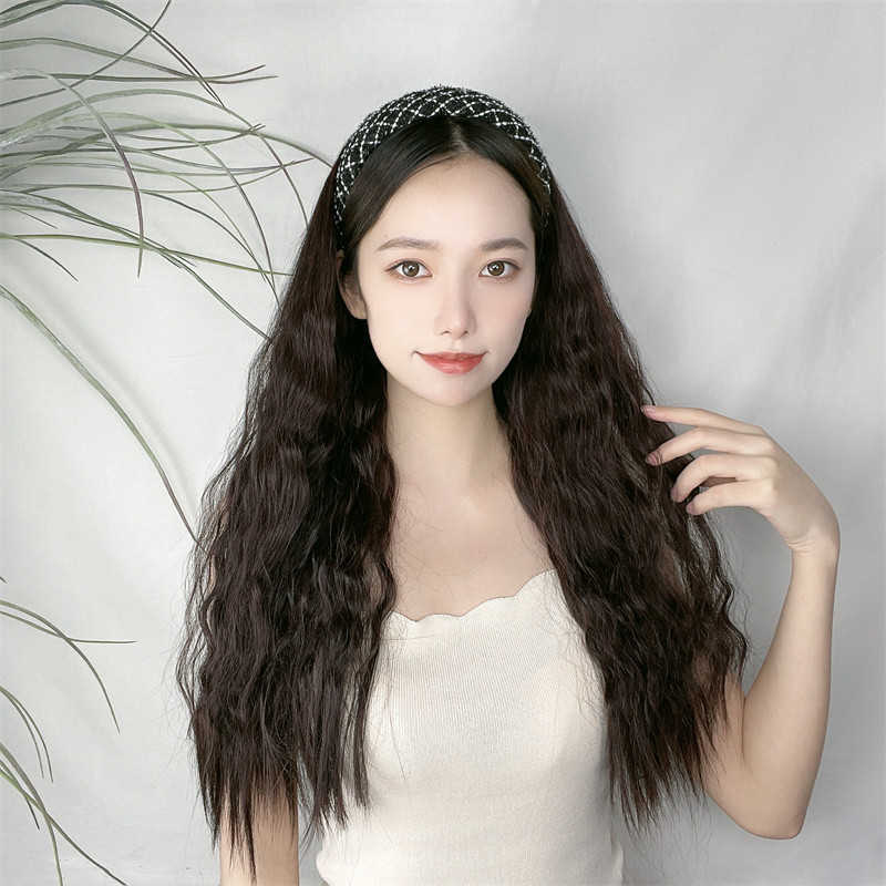 Women's Hair Wigs Lace Synthetic Female Hair Hoop Wool Roll Long Shivering Sound Spring and Summer Water Ripple Iu Type Half Head Wig, Black wig
Women's Hair Wigs Lace Synthetic Female Hair Hoop Wool Roll Long Shivering Sound Spring and Summer Water Ripple Iu Type Half Head Wig, Black wig