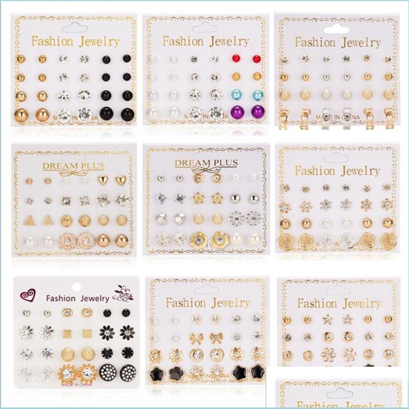 Stud 12Pairs/Set Fashion Crystal Bead Charm Stud Earrings Set For Women Geometric Flower Bowknot Pearl Earring Statement Party Jewel Dhhps
Stud 12Pairs/Set Fashion Crystal Bead Charm Stud Earrings Set For Women Geometric Flower Bowknot Pearl Earring Statement Party Jewel Dhhps