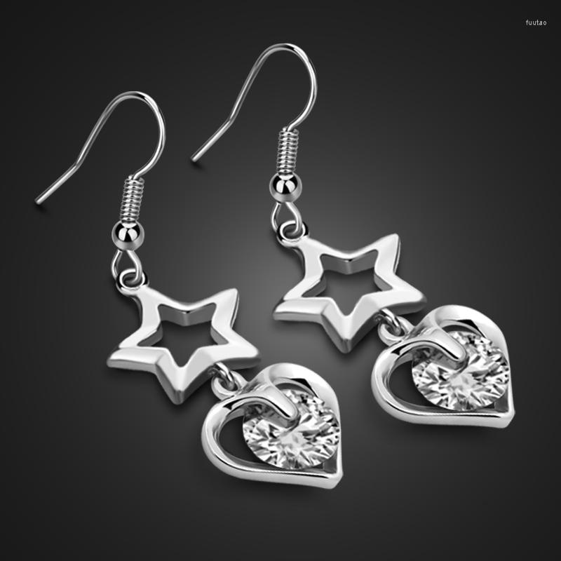 Dangle Earrings Fashion Stars Heart-shaped Silver Real Pure 925 Sterling Jewelry Luxury Cubic Zirconia Women Favourites
Dangle Earrings Fashion Stars Heart-shaped Silver Real Pure 925 Sterling Jewelry Luxury Cubic Zirconia Women Favourites
