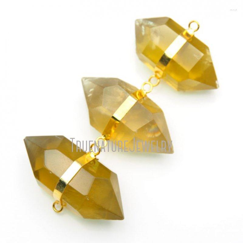 Pendant Necklaces PC15998 Faceted Citrine Connector Copper Jewelry Gold Plated Double Point Hexagonal Prism 37x27 Mm
Pendant Necklaces PC15998 Faceted Citrine Connector Copper Jewelry Gold Plated Double Point Hexagonal Prism 37x27 Mm