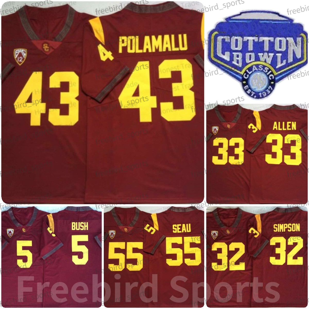 

NCAA 5 Reggie Bush Football Jersey 32 O.J Simpson 33 Marcus 43 Troy Polamalu Allen 42 Ronnie Lott Clay Matthews 55 Junior Seau USC Trojans College Stitched Jerseys, 42 ronnie lott white jersey