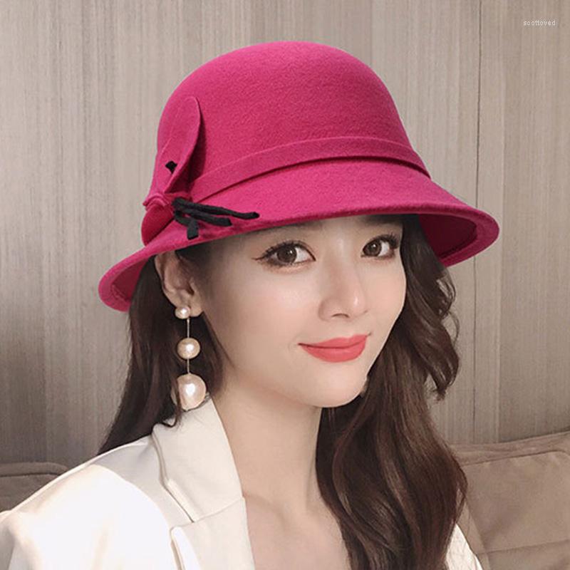 Berets Women's Hat Bow-knot Woolen Felt Fedoras Korean Fashion Ladies Vintage Elegant Warm Autumn Spring Panama For
Berets Women's Hat Bow-knot Woolen Felt Fedoras Korean Fashion Ladies Vintage Elegant Warm Autumn Spring Panama For