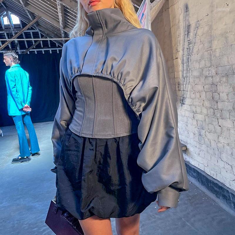 Women' T Shirts Women' Autumn Half High Collar Long Sleeve Loose Pleated Short Girl Coat Women Clothes My Body Choice, Gray
Women' T Shirts Women' Autumn Half High Collar Long Sleeve Loose Pleated Short Girl Coat Women Clothes My Body Choice, Gray