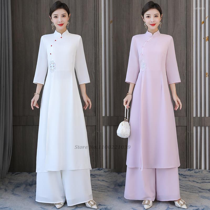 Ethnic Clothing 2022 Traditional Vintage 2 Pieces Chinese National Women Qipao Dress Wide Leg Pants Set Tang Suit Oriental Service Hanfu
Ethnic Clothing 2022 Traditional Vintage 2 Pieces Chinese National Women Qipao Dress Wide Leg Pants Set Tang Suit Oriental Service Hanfu