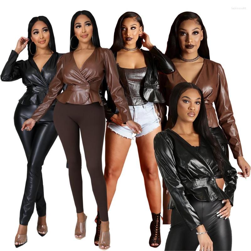 Women's Leather Autumn And Winter Women's Flocking Long Sleeve V-neck Button Fashion Pu Coat Women Faux, Brown
Women's Leather Autumn And Winter Women's Flocking Long Sleeve V-neck Button Fashion Pu Coat Women Faux, Brown
