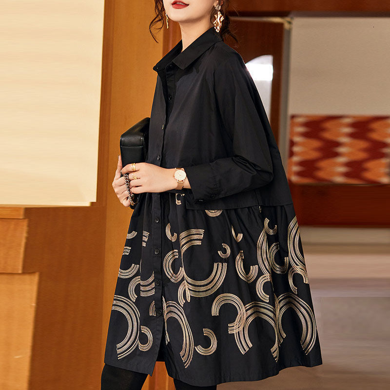 Women's Trench Coats Women Trench Coat Embroidered Shirt Tops Spring Autumn Coat LongSleeved Loose MidLength Casual Outerwear Female 221111, Black
Women's Trench Coats Women Trench Coat Embroidered Shirt Tops Spring Autumn Coat LongSleeved Loose MidLength Casual Outerwear Female 221111, Black