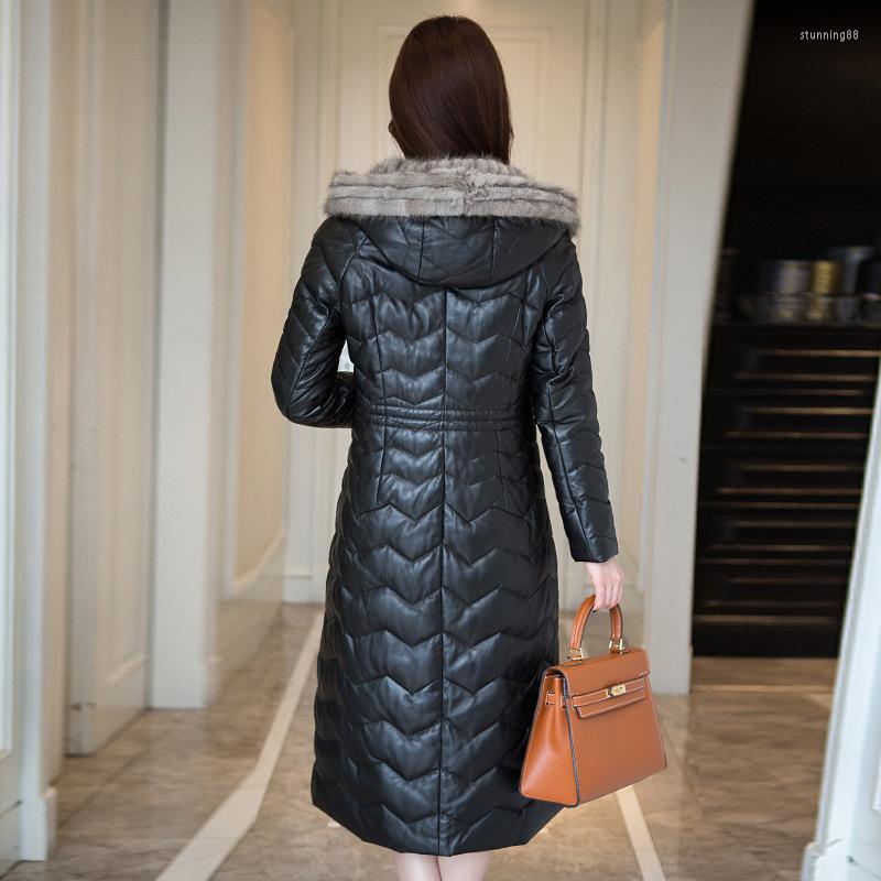 Women's Leather Genuine Down Jacket Women Real Sheepskin Coat Female Hooded Warm Long Jackets Elegant Outwear LWL1097, Black
Women's Leather Genuine Down Jacket Women Real Sheepskin Coat Female Hooded Warm Long Jackets Elegant Outwear LWL1097, Black