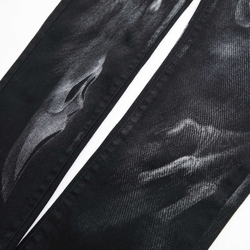 Men's Jeans 2022 Dark Streetwear Skull Print Punk Men Vintage Slim Jeans Trousers Hip Hop Stretch Cotton Denim Pants For Teens Pantnes T221102