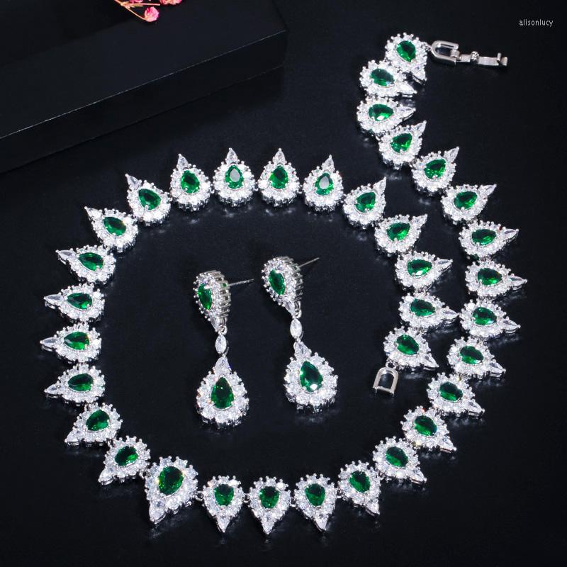 Necklace Earrings Set ThreeGraces Luxury Green Cubic Zirconia Elegant Choker And Bridal Wedding Dress Jewelry For Brides TZ518, Picture shown
Necklace Earrings Set ThreeGraces Luxury Green Cubic Zirconia Elegant Choker And Bridal Wedding Dress Jewelry For Brides TZ518, Picture shown