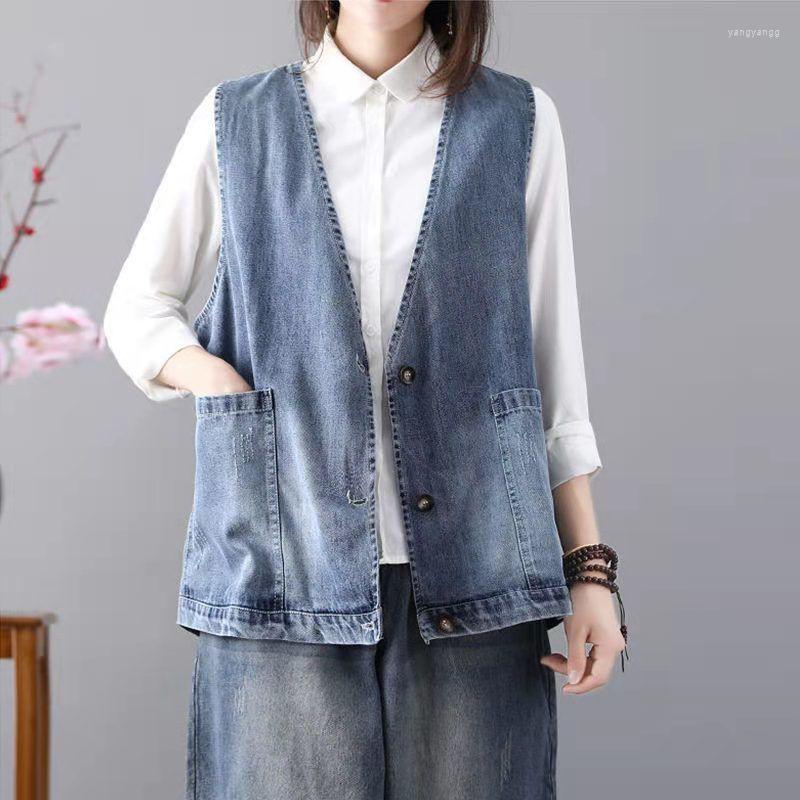 Women' Vests YASUGUOJI Korean Fashion Denim Vest Women 2022 Autumn Vintage Blue Waistcoat Sleeveless Jacket Pockets Short Jeans Female, Light blue
Women' Vests YASUGUOJI Korean Fashion Denim Vest Women 2022 Autumn Vintage Blue Waistcoat Sleeveless Jacket Pockets Short Jeans Female, Light blue