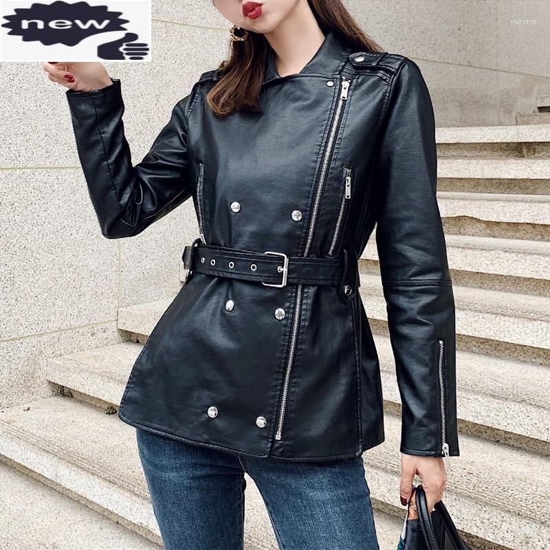 Women' Leather Women Autumn Biker Punk Coat Streetwear Belt Zipper Slim PU Jacket Female Black Medium-Long Office Lady Outerwear -L
Women' Leather Women Autumn Biker Punk Coat Streetwear Belt Zipper Slim PU Jacket Female Black Medium-Long Office Lady Outerwear -L