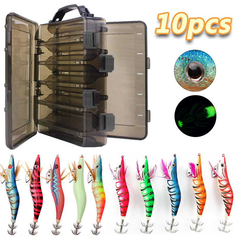 Baits Lures 10PCS Squid lure Fishing hooks Wooden Shrimp squid jig Octopus Lure 12g 15g 21g Luminous Artificial bait 221111
Baits Lures 10PCS Squid lure Fishing hooks Wooden Shrimp squid jig Octopus Lure 12g 15g 21g Luminous Artificial bait 221111