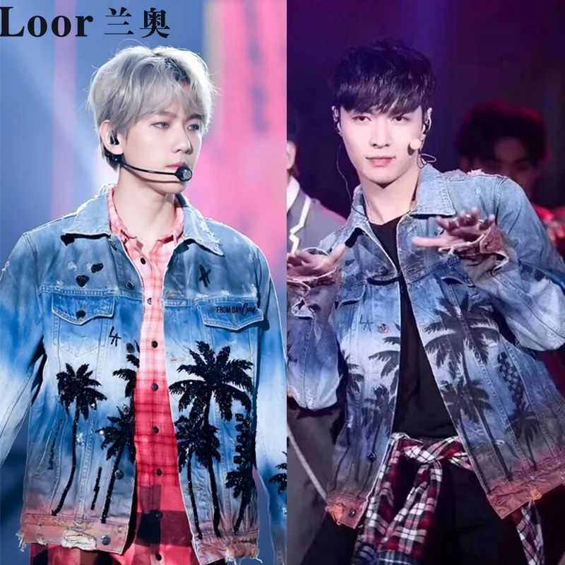 Men Designer Coats Amri Fashion Jackets Lanao Star Same Style Coconut Tree Gradually Broken Hole Cowboy Jacket Male New Hip-hop Female, Blue
Men Designer Coats Amri Fashion Jackets Lanao Star Same Style Coconut Tree Gradually Broken Hole Cowboy Jacket Male New Hip-hop Female, Blue