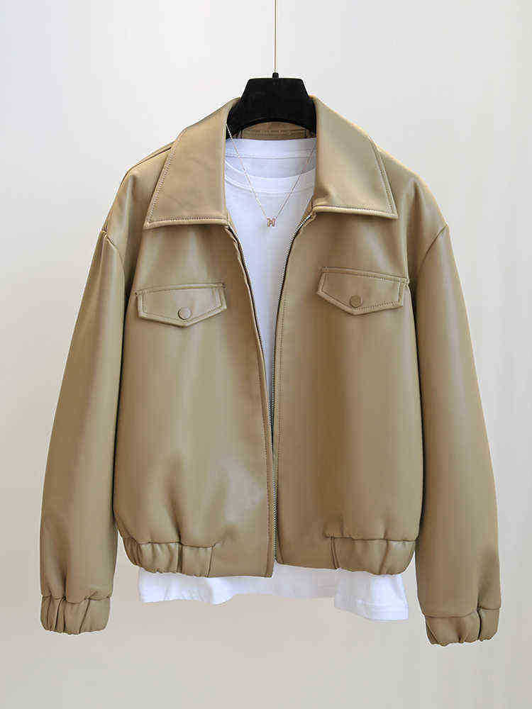 Ftlzz Spring Autumn Faux Soft Leather Short Jacket Women Casual Loose Pu Leather Jacket Locomotive Style Slim Outfit Female Chic J220727, Khaki.
Ftlzz Spring Autumn Faux Soft Leather Short Jacket Women Casual Loose Pu Leather Jacket Locomotive Style Slim Outfit Female Chic J220727, Khaki.