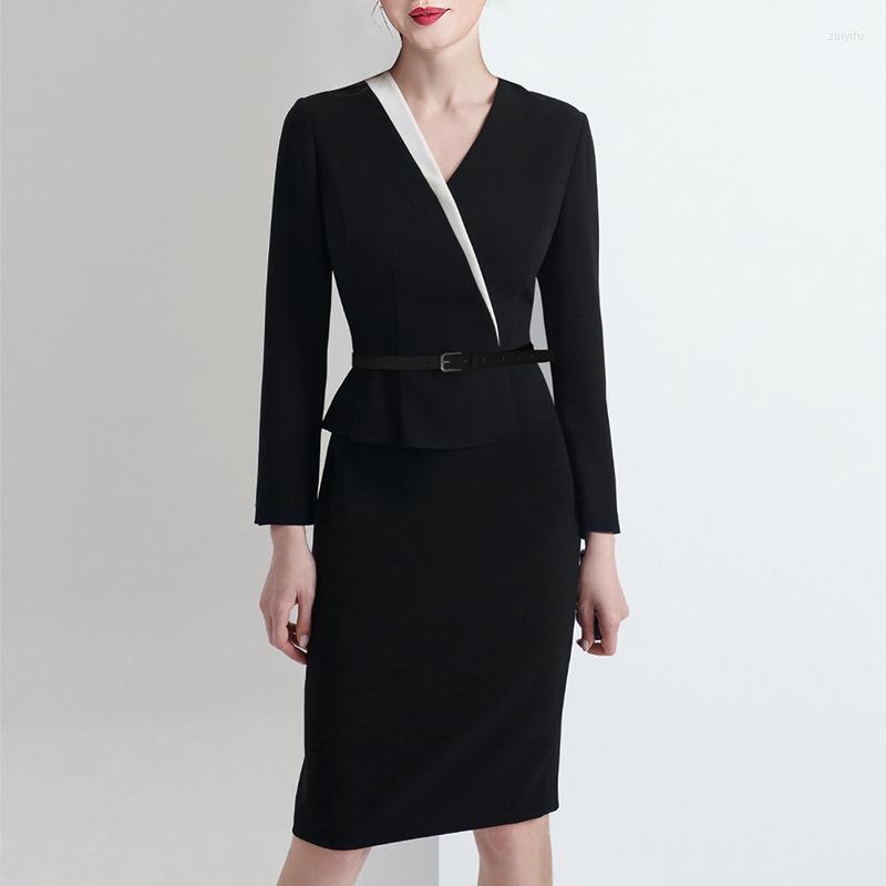 Casual Dresses Spring Business Dress Design Sense V Collar Trim Belly Temperament Show Thin Work Clothes Buttock Skirt Autumn Female, Black
Casual Dresses Spring Business Dress Design Sense V Collar Trim Belly Temperament Show Thin Work Clothes Buttock Skirt Autumn Female, Black
