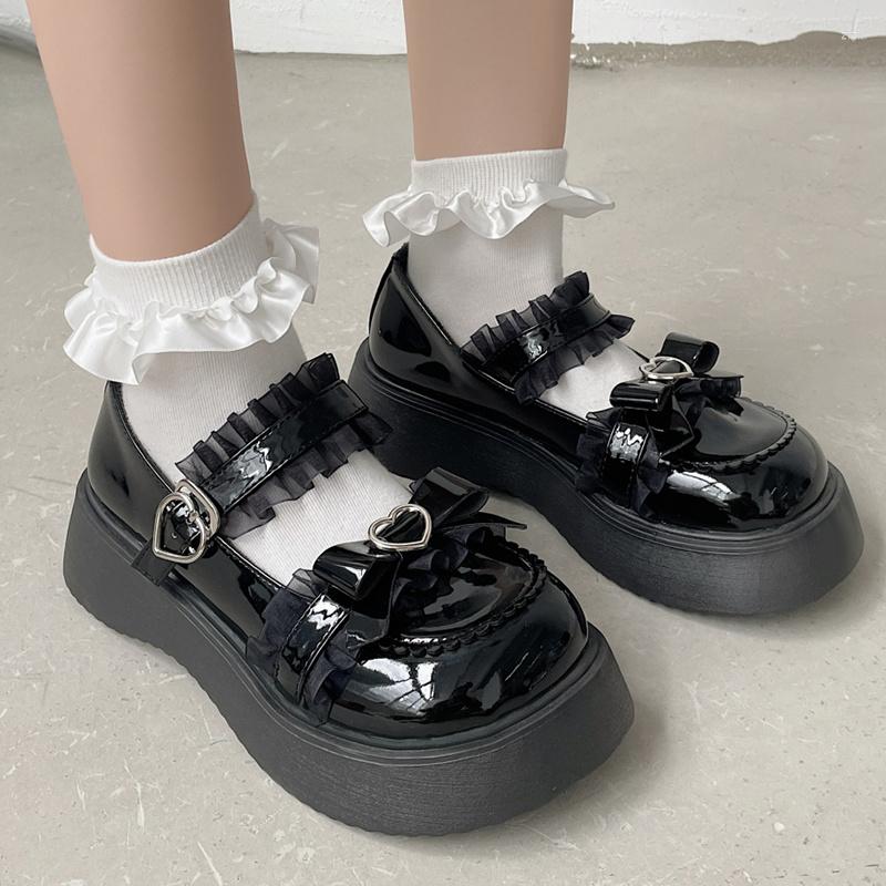 Dress Shoes Women Heart Buckle Patent Leather Mary Janes Sweet Lace Bowknot Lolita Girl Woman Round Toe Platform Flats, Beige
Dress Shoes Women Heart Buckle Patent Leather Mary Janes Sweet Lace Bowknot Lolita Girl Woman Round Toe Platform Flats, Beige