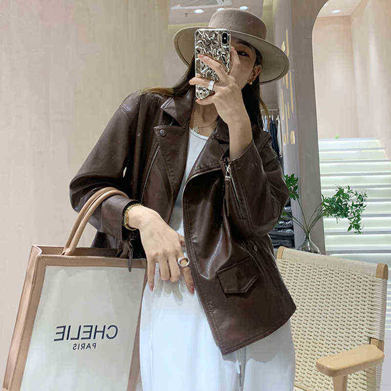 Ftlzz Spring Autumn Soft Faux Leather Short Jacket Women High Street Pu Leather Jacket Lapel Loose Parker Biker Zipper Fit Spout J220727, Black
Ftlzz Spring Autumn Soft Faux Leather Short Jacket Women High Street Pu Leather Jacket Lapel Loose Parker Biker Zipper Fit Spout J220727, Black