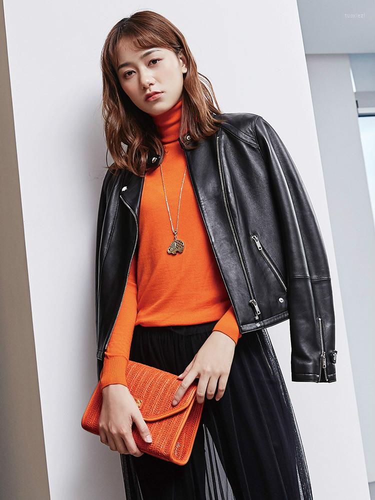 Women' Leather Women Short Genuine Motorcycle Jacket Real Sheepskin Coat 2022 Autumn Chaqueta Cuero Mujer A500002, Khaki
Women' Leather Women Short Genuine Motorcycle Jacket Real Sheepskin Coat 2022 Autumn Chaqueta Cuero Mujer A500002, Khaki