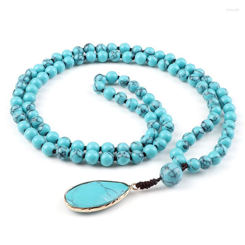 Pendant Necklaces Bohemian Stone Dorp Necklace 108 Mala 6mm Natural Blue Beads Knotted Elastic For Women Men Fashion Jewelry Gift
Pendant Necklaces Bohemian Stone Dorp Necklace 108 Mala 6mm Natural Blue Beads Knotted Elastic For Women Men Fashion Jewelry Gift