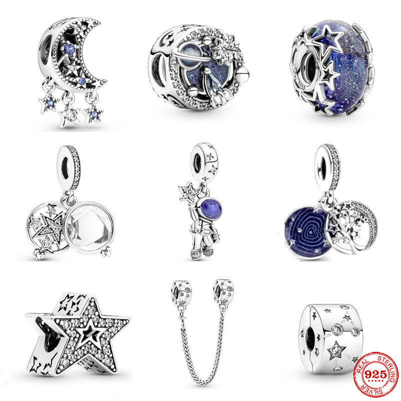 925 Sterling Silver Sky Galaxy Series Charm Beads Fit Original Bracelet Women Jewelry DIY Making