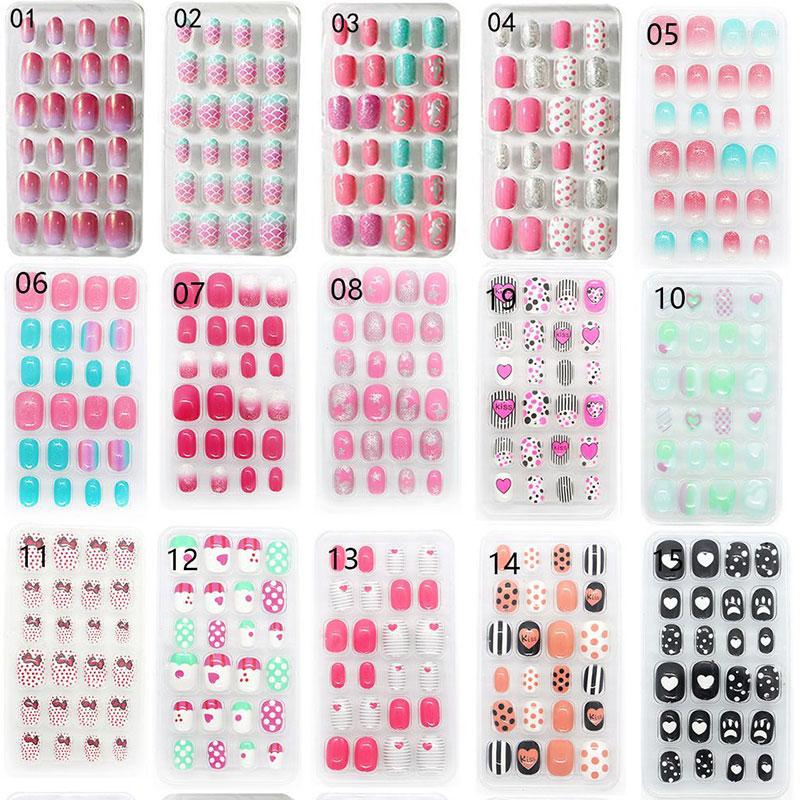 False Nails 24PCS Kids Children Nail Art Manicure Tool Decoration Fake Girl Full Cover Cartoon Candy Color Decor, 17 
False Nails 24PCS Kids Children Nail Art Manicure Tool Decoration Fake Girl Full Cover Cartoon Candy Color Decor, 17