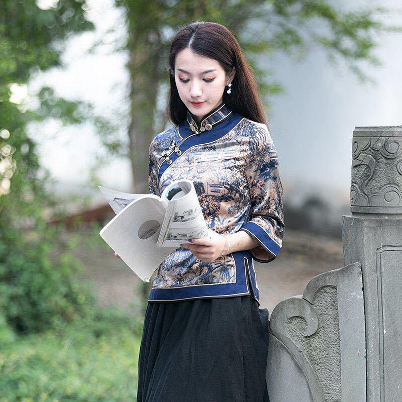 Ethnic Clothing 2022 National Print Women Blouse Chinese Vintage Traditional Hanfu Tops Elegant Female Cheongsam Shirt Service
Ethnic Clothing 2022 National Print Women Blouse Chinese Vintage Traditional Hanfu Tops Elegant Female Cheongsam Shirt Service