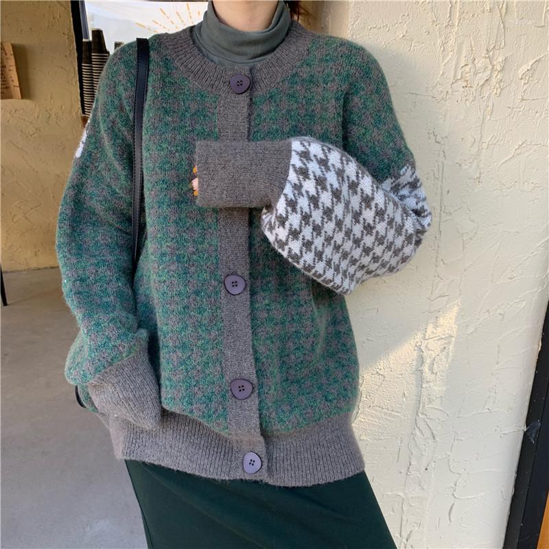 Women's Knits Korean Knitting Cardigan Art Trendy Personality Plaid Sweater Single-breasted Suit Girls' Favorite Clothes Autumn Winter, Green
Women's Knits Korean Knitting Cardigan Art Trendy Personality Plaid Sweater Single-breasted Suit Girls' Favorite Clothes Autumn Winter, Green