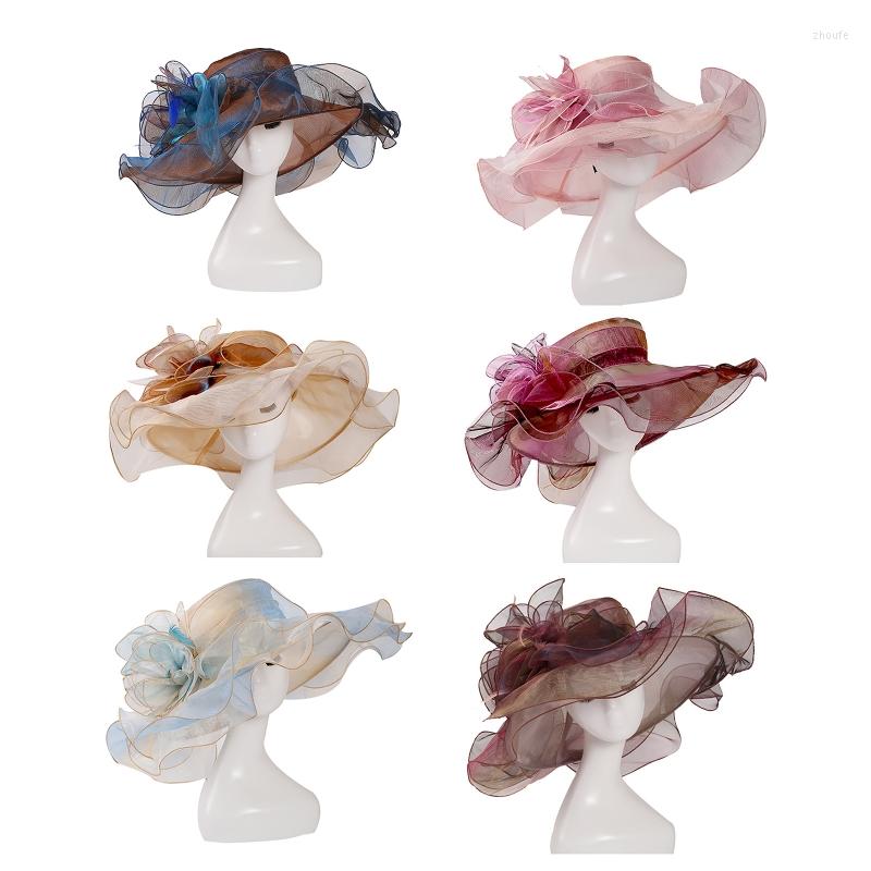 Berets Women Oganza Sun Hat Tea Party For Beach Park Festival Hiking Exquisite Wide Brim Summer Breathable Elegant
Berets Women Oganza Sun Hat Tea Party For Beach Park Festival Hiking Exquisite Wide Brim Summer Breathable Elegant