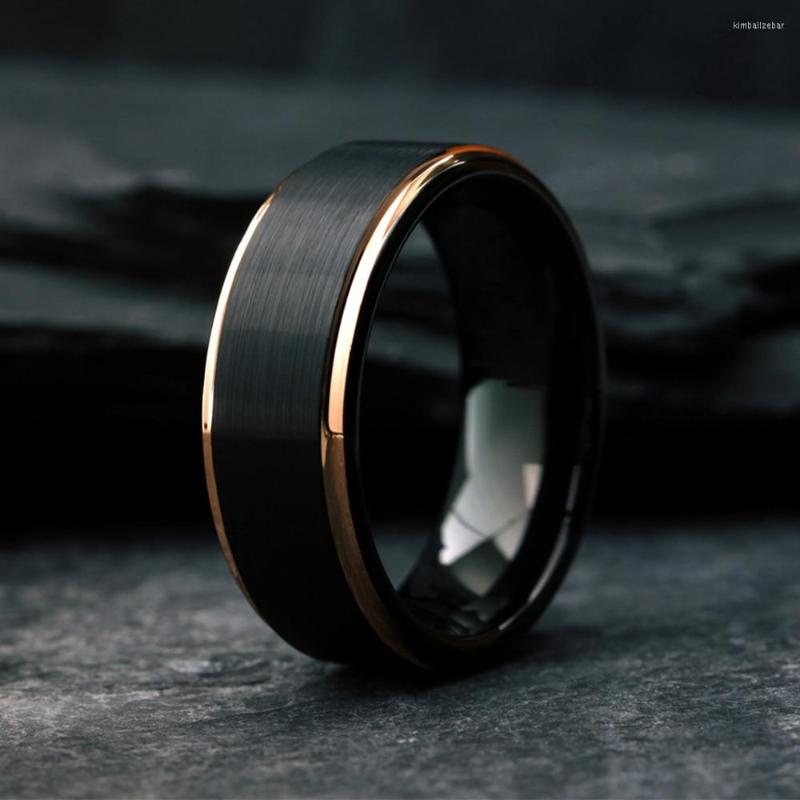 Wedding Rings Luxury Men's Black Tungsten Ring With Rose Gold Edge Plating Brushed Band For Men Jewelry Size 6-13
Wedding Rings Luxury Men's Black Tungsten Ring With Rose Gold Edge Plating Brushed Band For Men Jewelry Size 6-13