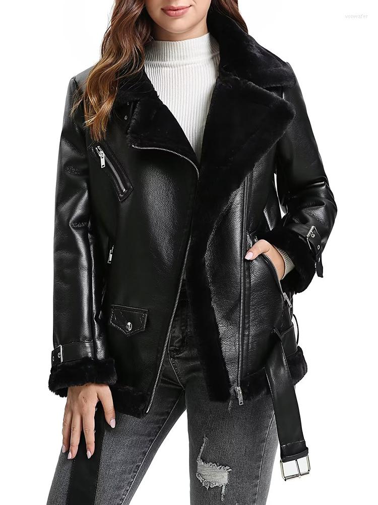 Women's Leather 2022 Autumn Winter Women Loose Black Pu Faux Fur Coat With Belt Motorcycle Biker Zipper Thick Warm Jacket Outwear
Women's Leather 2022 Autumn Winter Women Loose Black Pu Faux Fur Coat With Belt Motorcycle Biker Zipper Thick Warm Jacket Outwear
